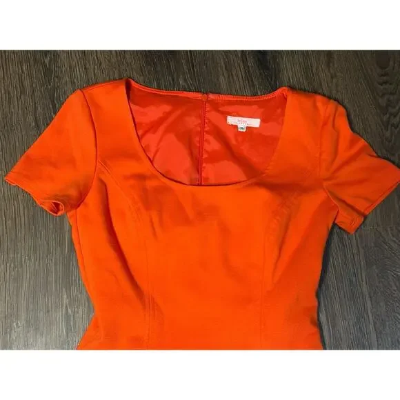 Trina Turk Womens Faith Ponte Flare Mini Dress Short Sleeve Orange size Small - Picture 3 of 11